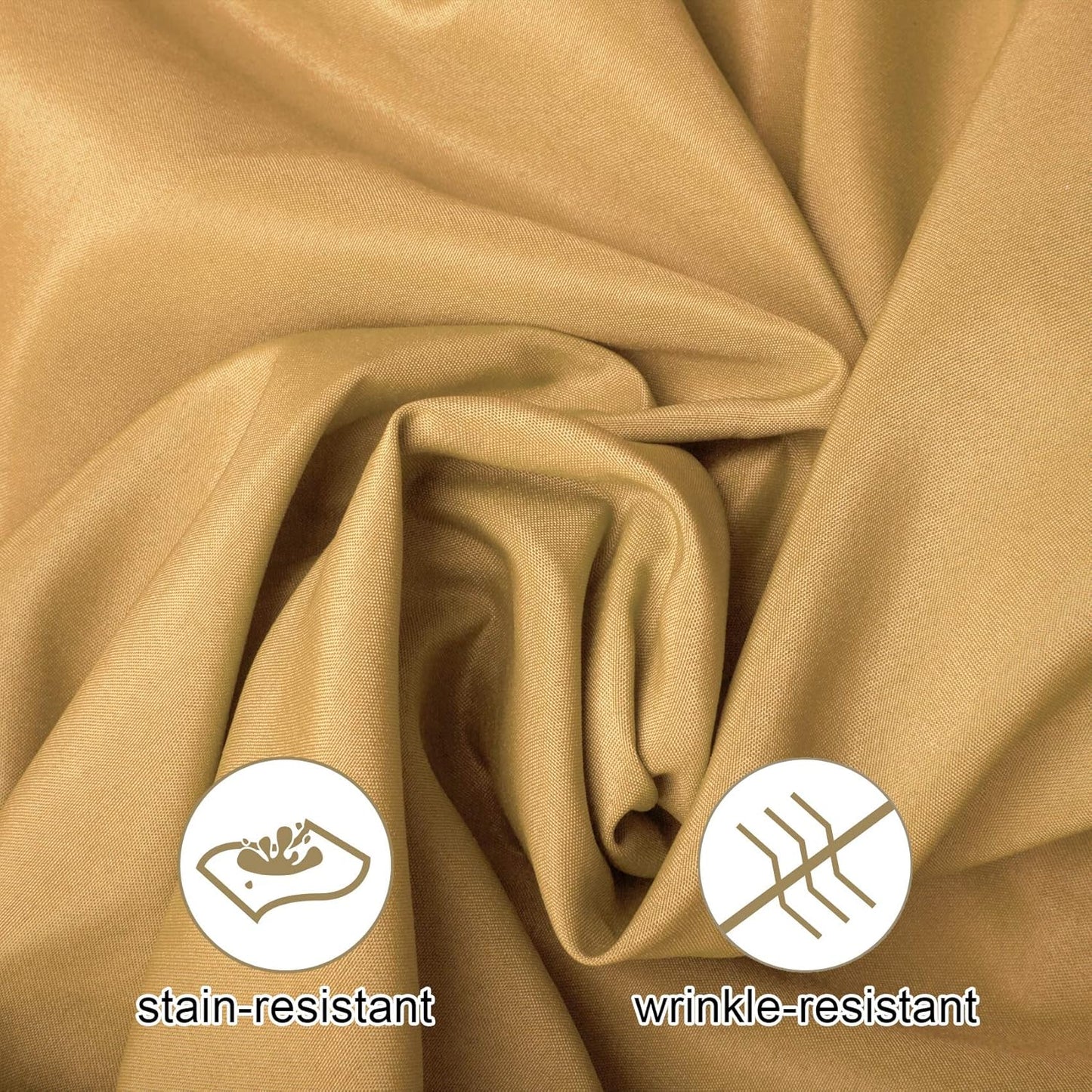 Ascoza 2pack 90x132 Inch Gold Rectangular Tablecloth 8 Feet Table Cloth in Polyester Fabric for Wedding/Banquet/Restaurant/Parties