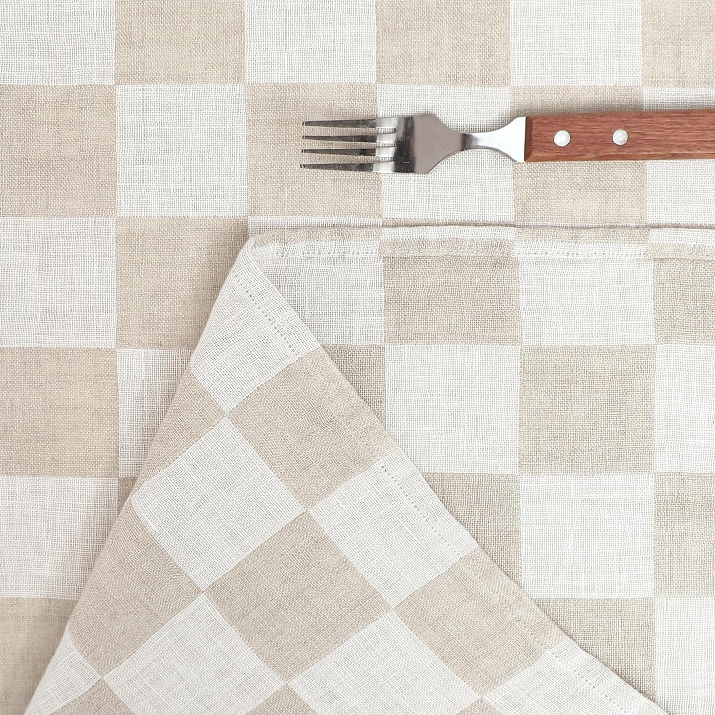 Linen World 100% Linen Gingham Tablecloth,55x55Inch Square Buffalo Check Table Cloth,Tablecover for Wedding,Dining,Decorative Fall Halloween Christmas Thanksgiving Tablecloth
