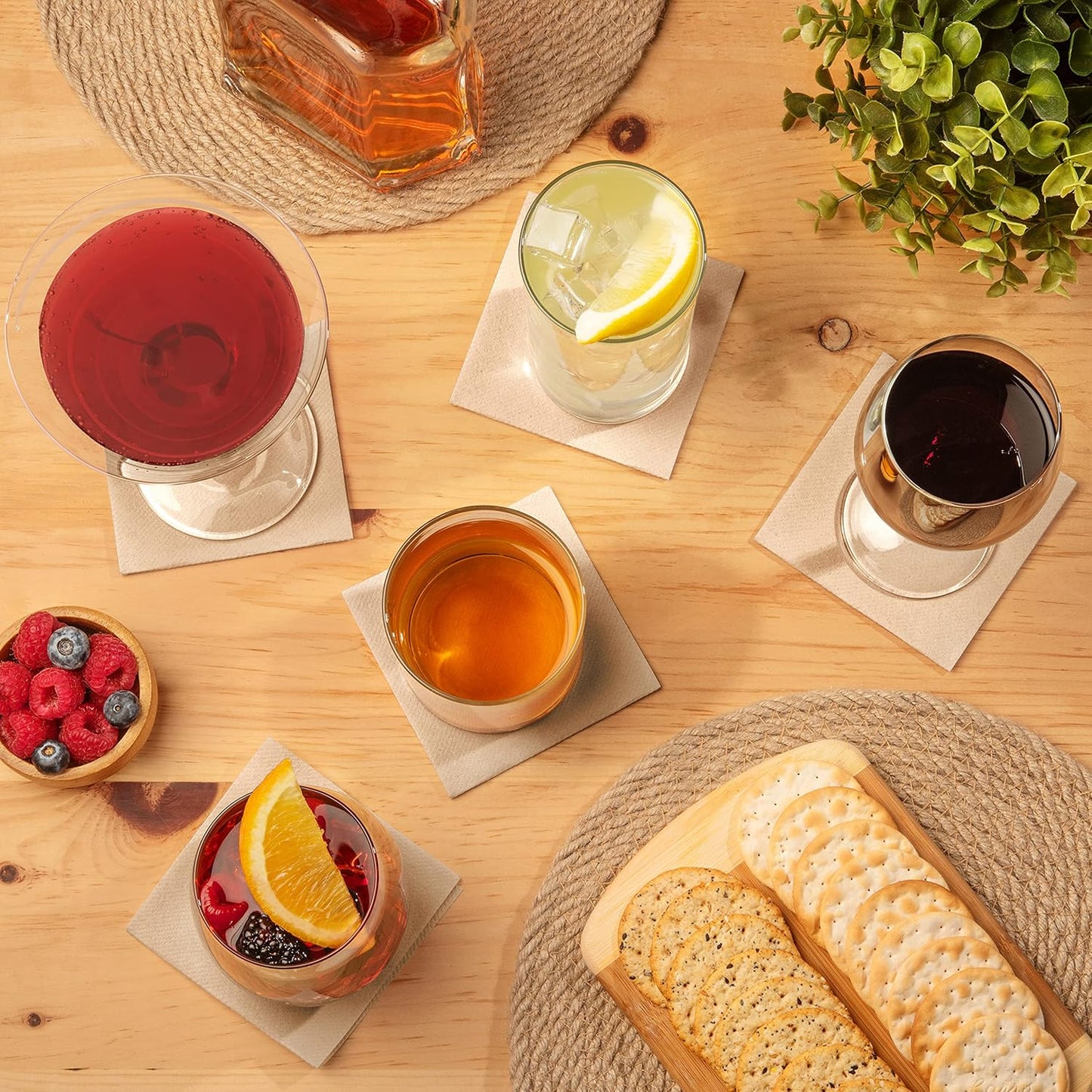 AMERICAN HOMESTEAD Sand Cocktail Napkins - Premium 4.75"x4.75" Disposable Linen-Like Beverage Napkins - Bulk Square Party Bar Serviettes for Weddings, Parties, Events, and Everyday Use - 100 Count