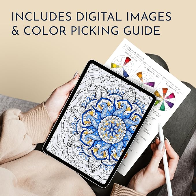 RYVE Mandala Coloring Book for Adults – 50 Unique Mandalas for Relaxation & Stress Relief – Adult Coloring Books Spiral Bound, Adult Coloring Books for Women & Men Mindfulness Coloring Book for Adults