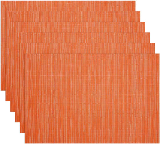 Thanksgiving Placemats Set of 6 Fall Place Mats Pumpkin Maple Leaves Table Mats Washable Non-Slip Heatproof Woven Placemats for Dining Table (17.7" X 11.8")