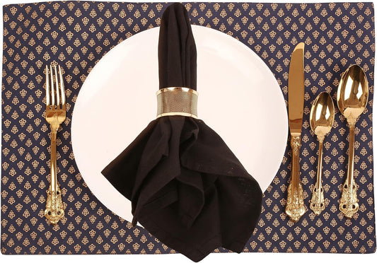 Brass Base Artistic Handcrafted Beautiful Round Shape Large Size Party Dining Table Napkin Holders in Antique Gold Tone. (Set of 6).