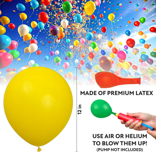 Balloons Assorted Colors, 50 Pack, 12 Inch Rainbow Balloons, 10 Color Balloon Pack For Birthdays, Weddings, Baby Showers, Holidays, Colorful Party Balloons Decorations
