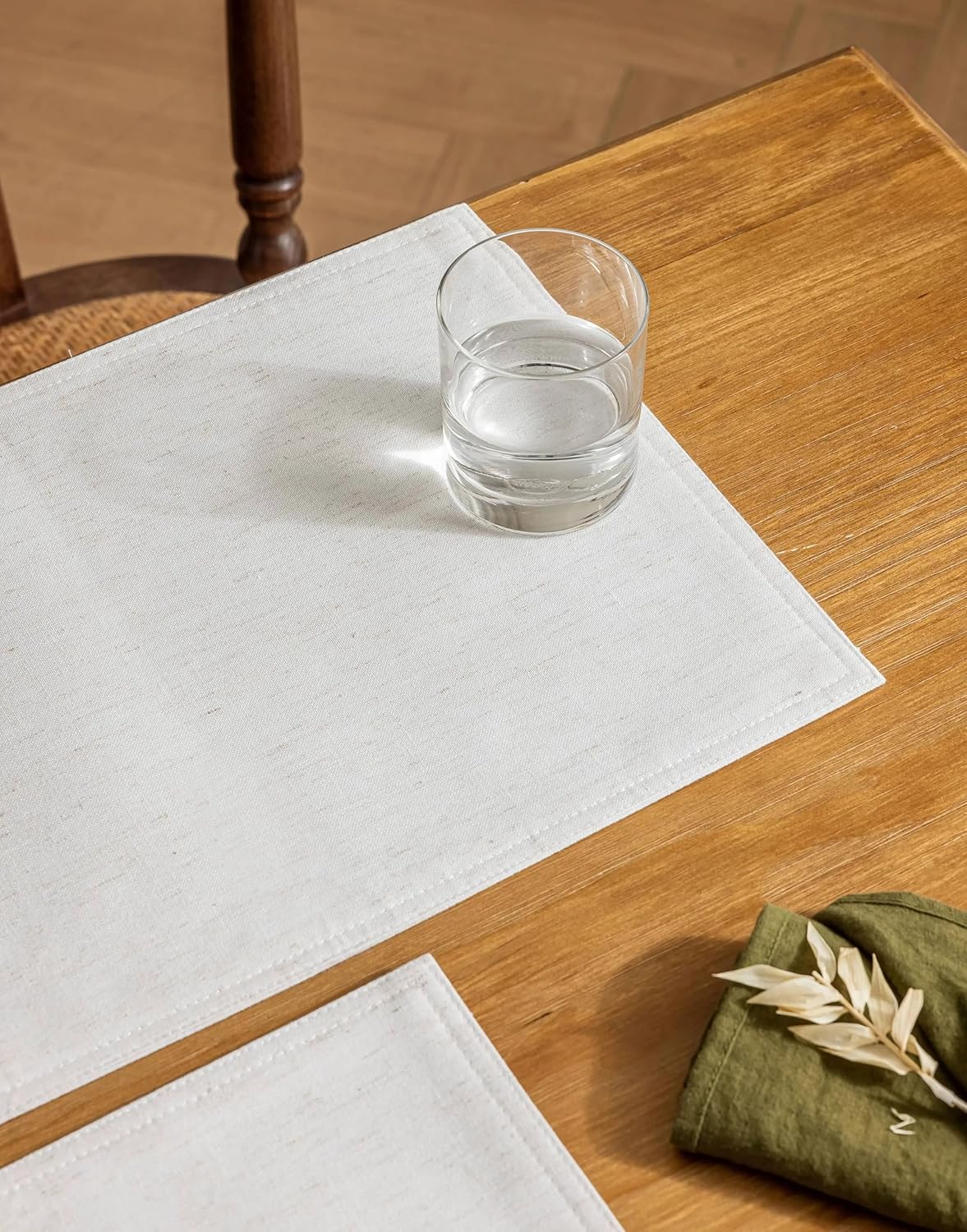 Rectangular Cloth Place Mats for Dining Tables Set of 12 Washable Water Repellent Non Slip Durable Linen Placemats Table Protective 12x18 Inch