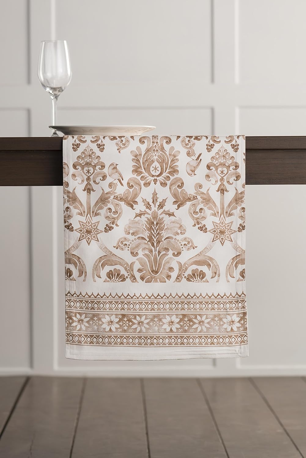 Maison d' Hermine Table Runner 100% Cotton Single Layer Table Runners 60 inches Long for Thanksgiving Christmas Decorations Home Kitchen Dining Party Wedding (Allure, 14.5" x 60")