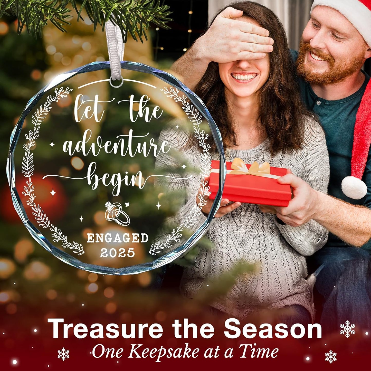 Engagement Ornament 2025 - Engaging Gifts for Bride-to-Be Couples, First Christmas Engaged, Durable & Cherished Christmas Ornament 2025, Remarkable Engaged Gift Option for Engagement