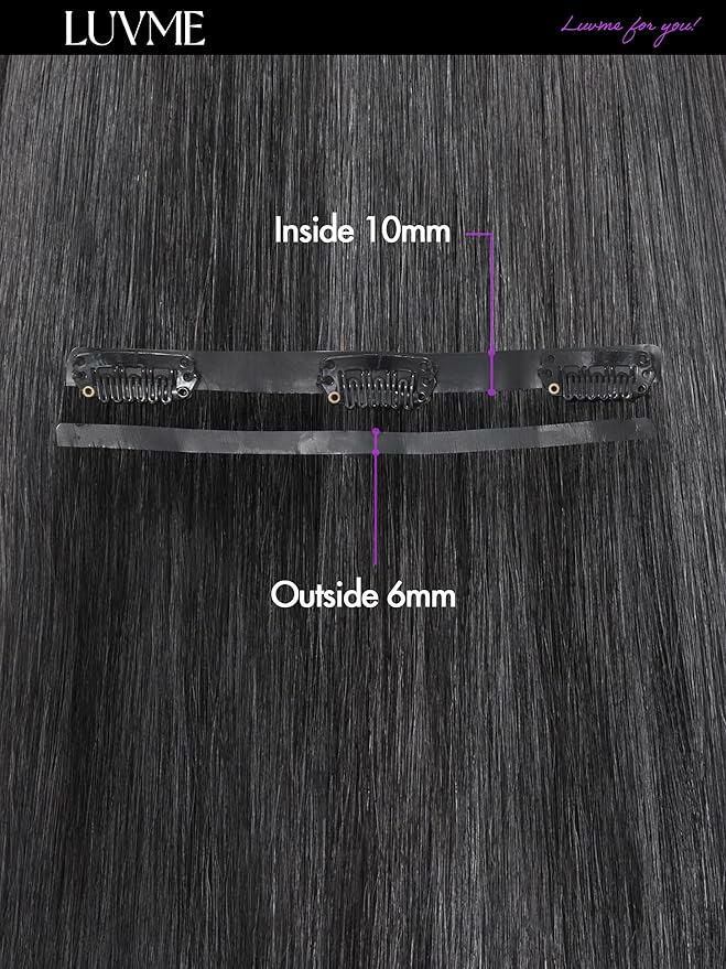 LUVME Silky Straight Seamless Clip in Hair Extensions 110g, 16 Inch Natural Black, 100% Real Remy Human Hair, Soft Full Volume, Easy Clip Ins for Daily Wear, Work, Parties & Weddings