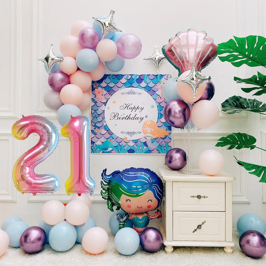 Smlpuame 40 Inch Number Balloons 0-9 Rainbow Gradient Large Number 21 Balloons, Digital Balloons for Birthday Party Celebration Decorations, Helium Foil Number Balloons for Wedding Anniversary