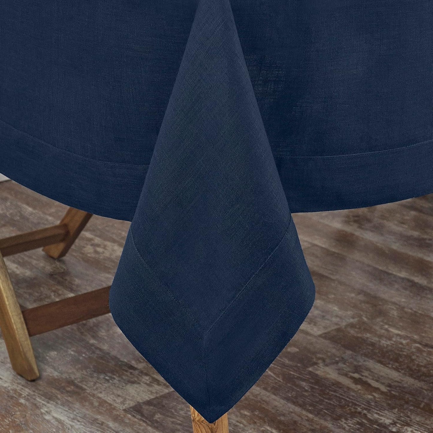 D'Moksha Homes Linen Tablecloth 60 x 90 Inch - 100% Pure Linen Navy Blue Tablecloth for Rectangle Tables - Machine Washable Table Cloth for Fall, Autumn and Halloween
