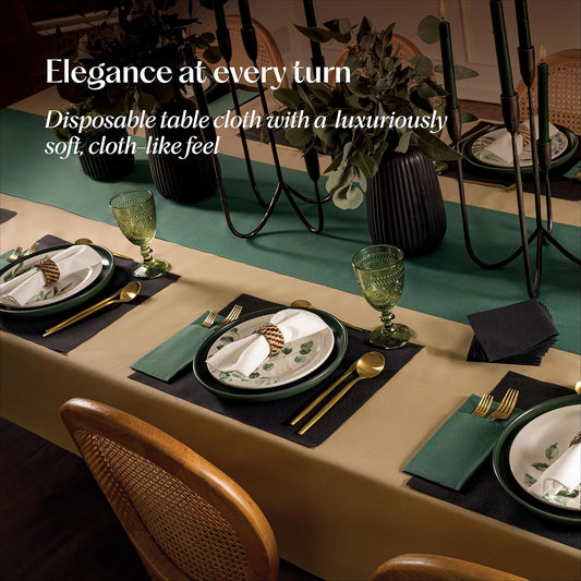 Disposable Tablecloth for Rectangle Table, Linen-Like Wood Paper Tablecover for Dining Table, Party, Wedding Or Event, 55" W x 80 ft L