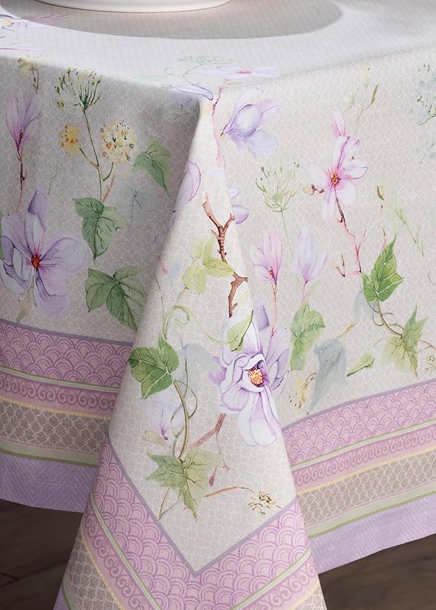 Maison d' Hermine Table Cloth Rectangle Table 100% Cotton 60 x 108 Inches Tablecloth Reusable Decorative for Dining Room Farmhouse Home Valentines Day Decorations Spring Summer - Magnolia Mornings