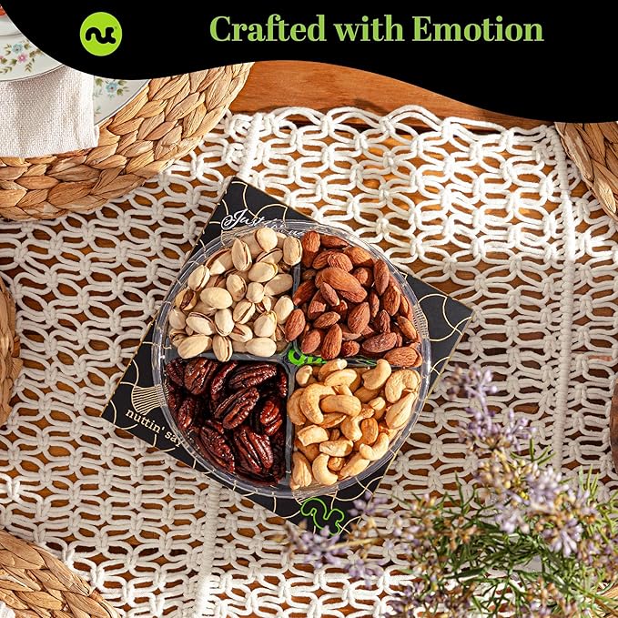 NUT CRAVINGS - Halloween Treats For Adults Mixed Nuts Gift Basket in Black Gold Box (4 Assortments) Holiday Xmas Christmas Food Arrangement, Healthy Snack Care Package, Food Assortments