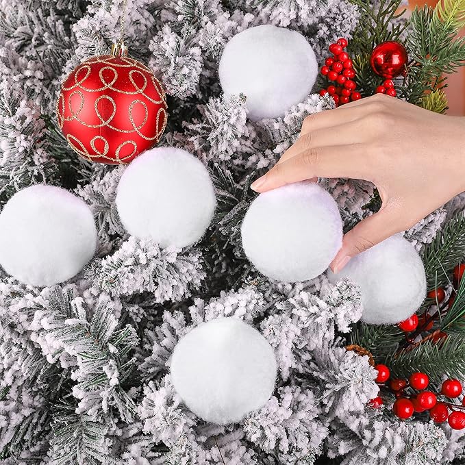 Elcoho 42 Pieces 2.8 Inch Kid Snow Fight Ball Indoor Artificial Snow Fight Ball Fake Winter Snow Toss Ball Set for Kid Christmas Winter Snow Games Party Supplies