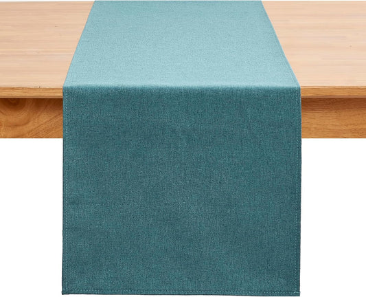 Dark Green Table Runner 13 x72 Inches Long, Cotton Linen Farmhouse Style Seasonal Table Linen for Kitchen Dining Coffee Table Parties Wedding Home Decor (13” x 72”, Dark Green)