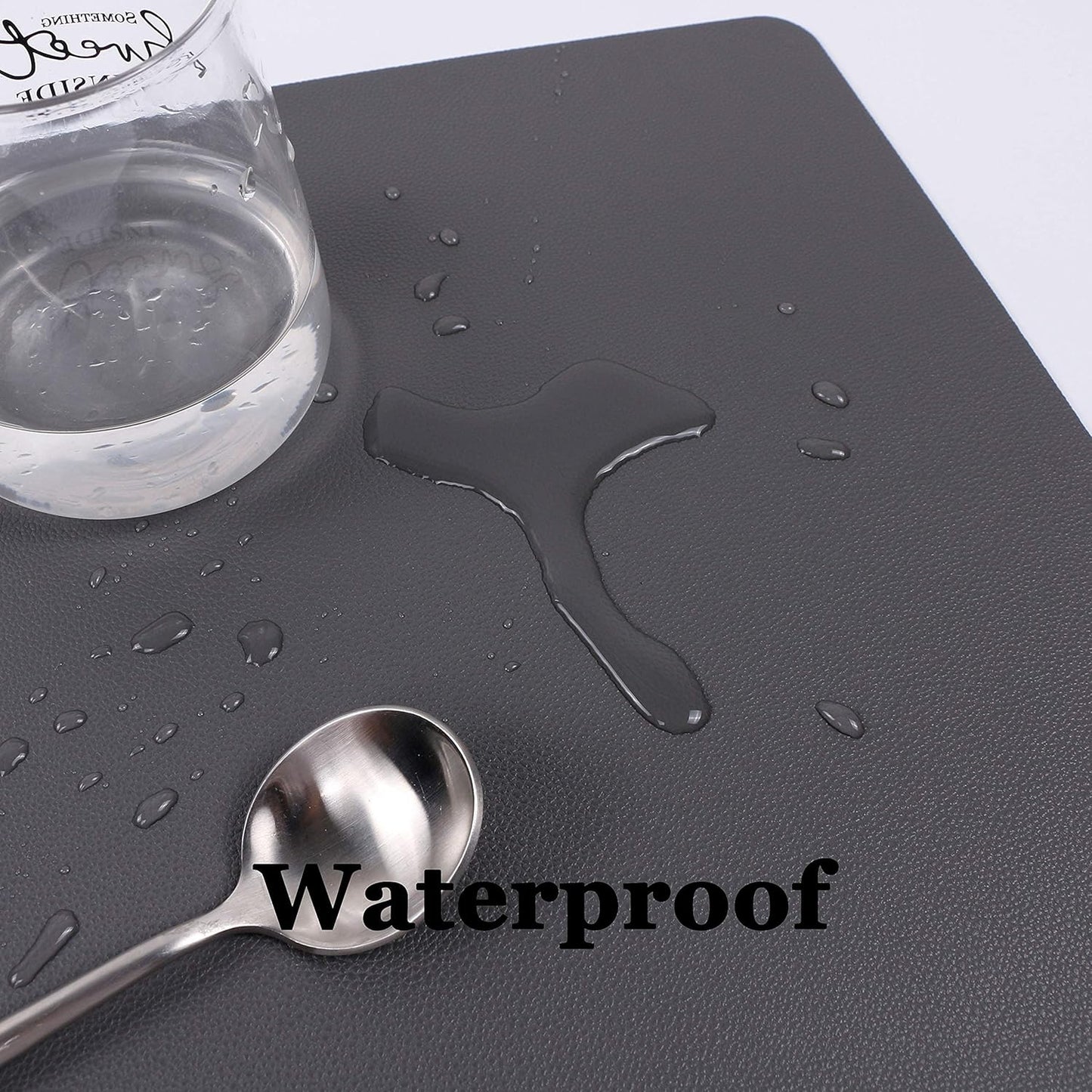 Wipeable Placemats Leather Table Mats Waterproof Heat-Resistant Easy to Clean for Dining Table Set Kitchen Table (4, Grey)
