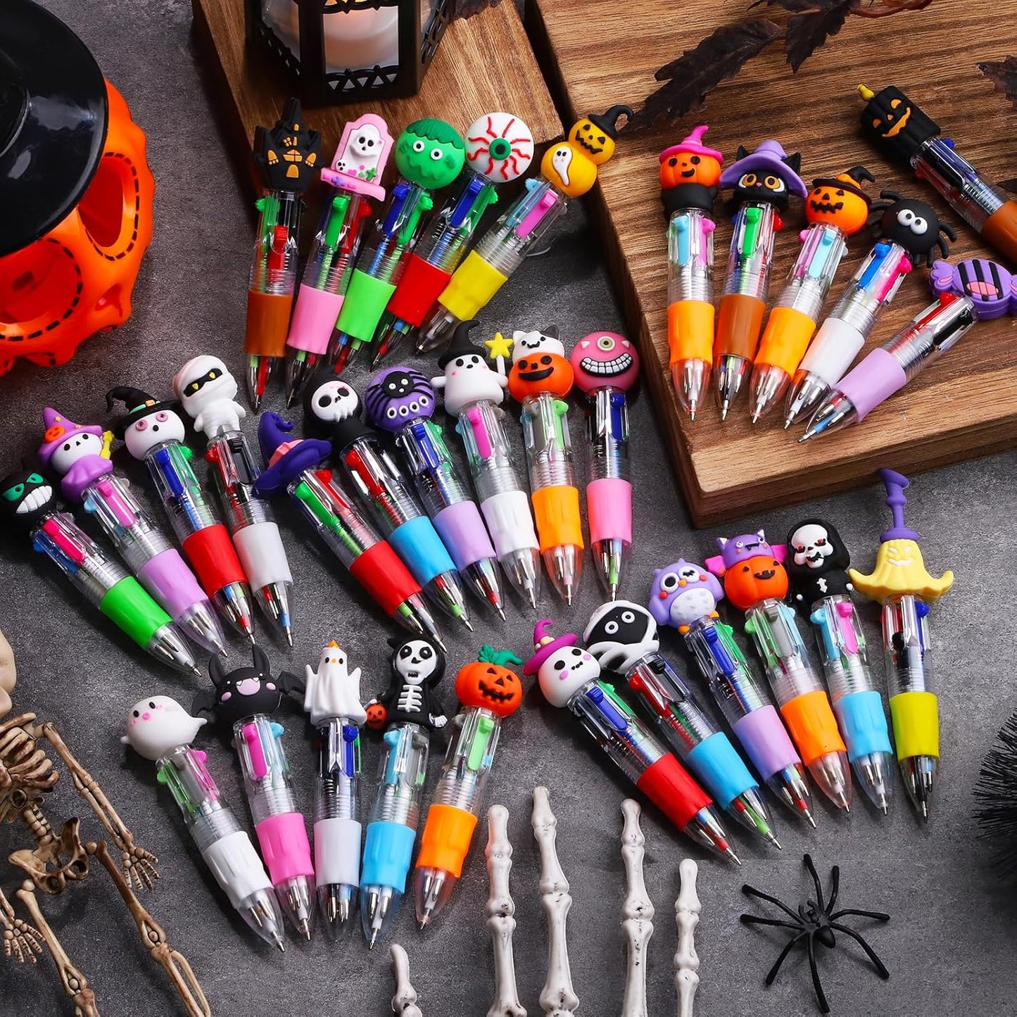 32Pcs Mini Multicolor Pens in One 4-in-1 Cute Pens Bulk for Kids, Ballpoint Pen for Birthdays and Children's Parties, Fun Gifts Assorted Ink Kawaii Pen(Halloween)