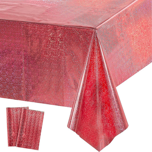 GREATRIL Red Party Table Cloth Disposable Tablecloth for Birthdays Party/Football Team/NYE/Ceremony Decorations Rectangle Tablecover 54'' x 108'' - 2 Packs