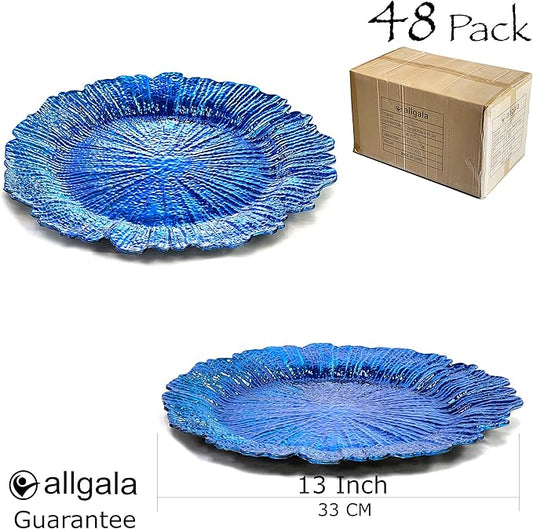 allgala 13-Inch 48-Pack Heavy Quality Round Charger Plates-Reef Royal Blue-HD80337
