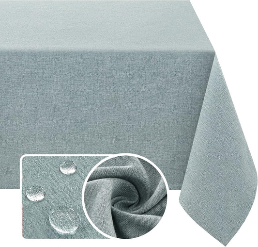 H.VERSAILTEX Linen Textured Tablecloth 54 x 54 Waterproof Decorative Table Cloth Spill-Proof Linen Look Cover for Party Table Extra Soft and Thick Fabric Wrinkle Free, Heather Aqua Gray