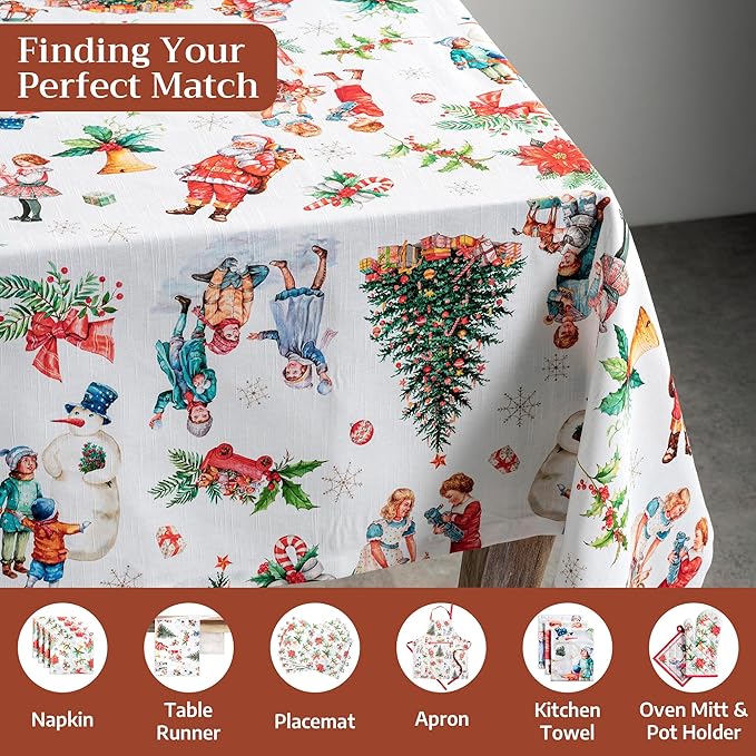 Maison d' Hermine Table Cloth Square Table 100% Cotton 54 x 54 Inches Fall Tablecloth Reusable Everyday Use for Thanksgiving Christmas Decorations Dining Farmhouse Party (Chromo)