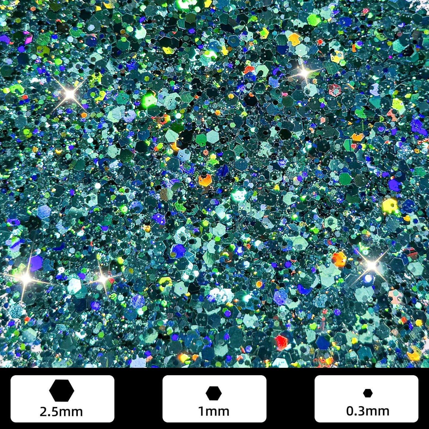 GlimmerLife Chunky Glitter 150G/5.29OZ Glitter, Holographic Chunky Glitter, Iridescent Sequin Flake Resin Glitter for DIY Crafts, Nail, Body, Face, Christmas Decorations