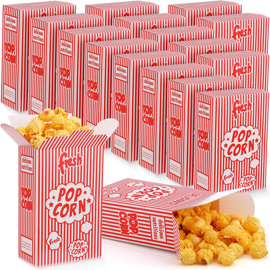 Ireer 200 Pcs 0.75 oz Popcorn Boxes, Popcorn Containers for Movie Party, Bulk Red and White Striped Paper Boxes for Puffed Rice Machine Theater Night Carnival Circus Party Supply
