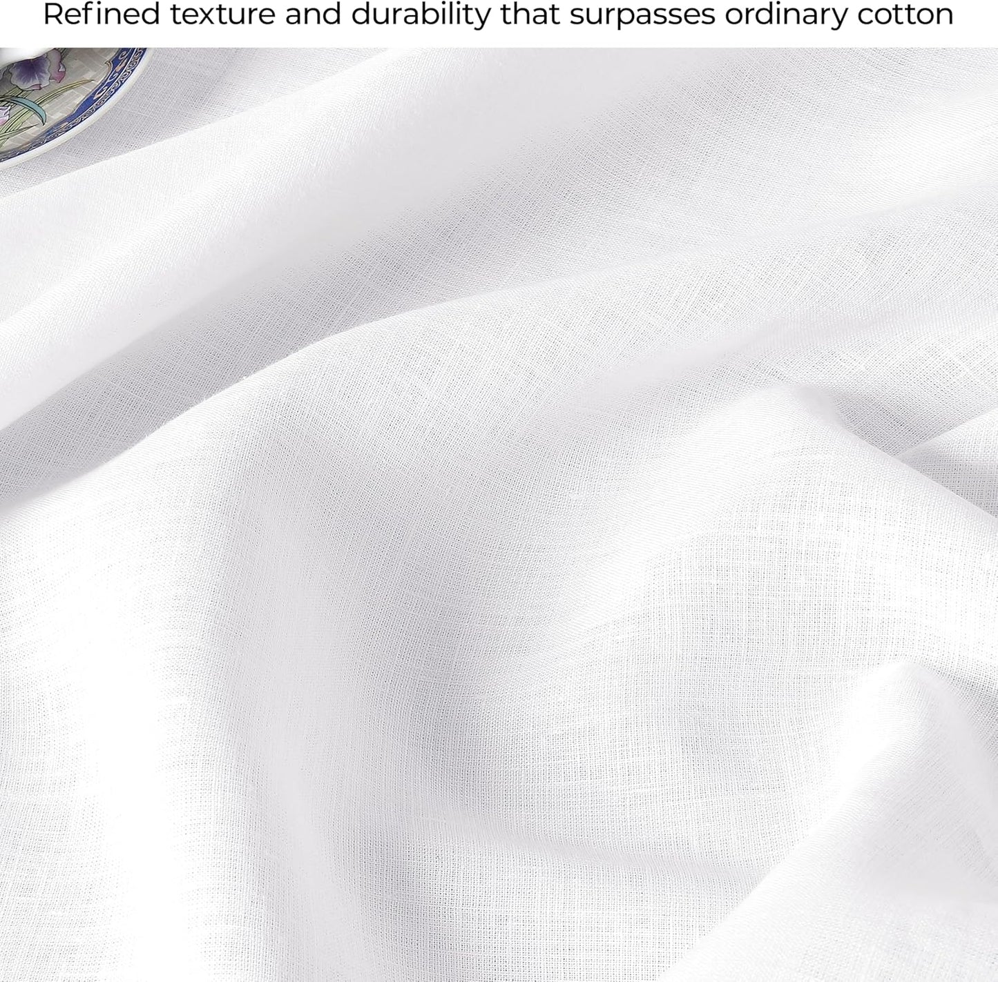 D'Moksha Homes White Linen Tablecloth 60 x 120 Inch - 100% Pure Linen Tablecloth for Rectangle Tables - Machine Washable Table Cloth for Fall, Autumn and Halloween