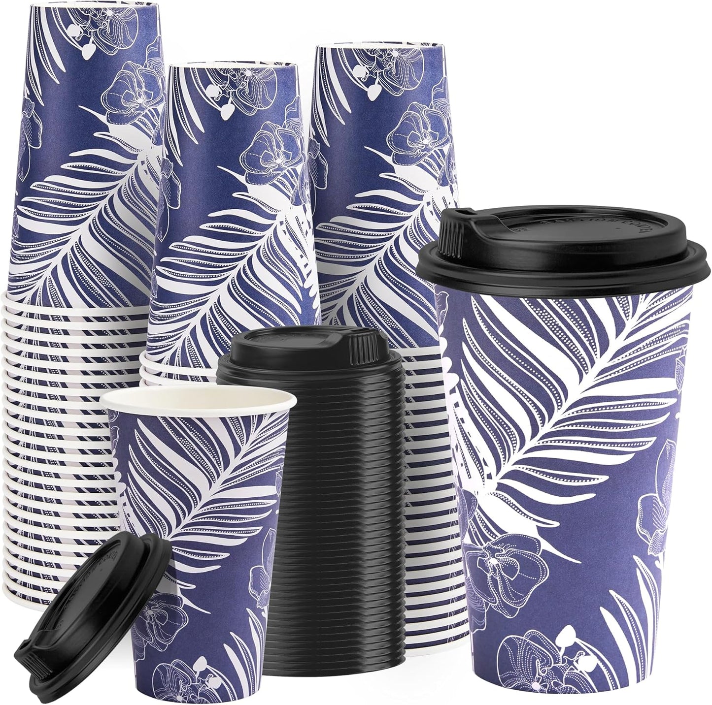 16 oz Disposable Coffee Cups with Lids 100 Pack, Hot Paper Coffee Cups with Lids, To Go Cup with Lid