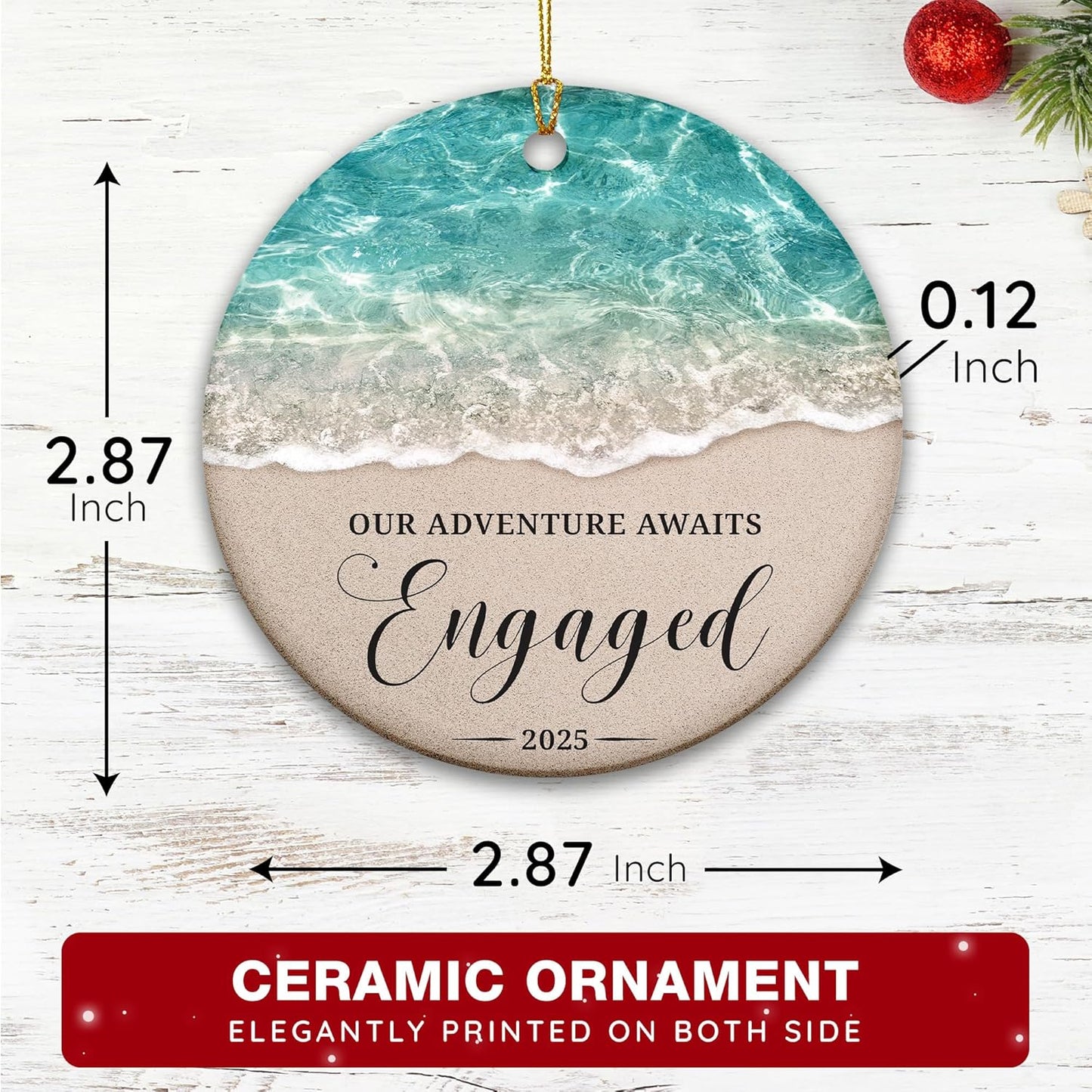 Engagement Ornament 2025 - Unique Engagement Gifts for Couples, First Christmas Engaged Keepsake, 2025 Engagement Christmas Ornament, for The Bride to Be