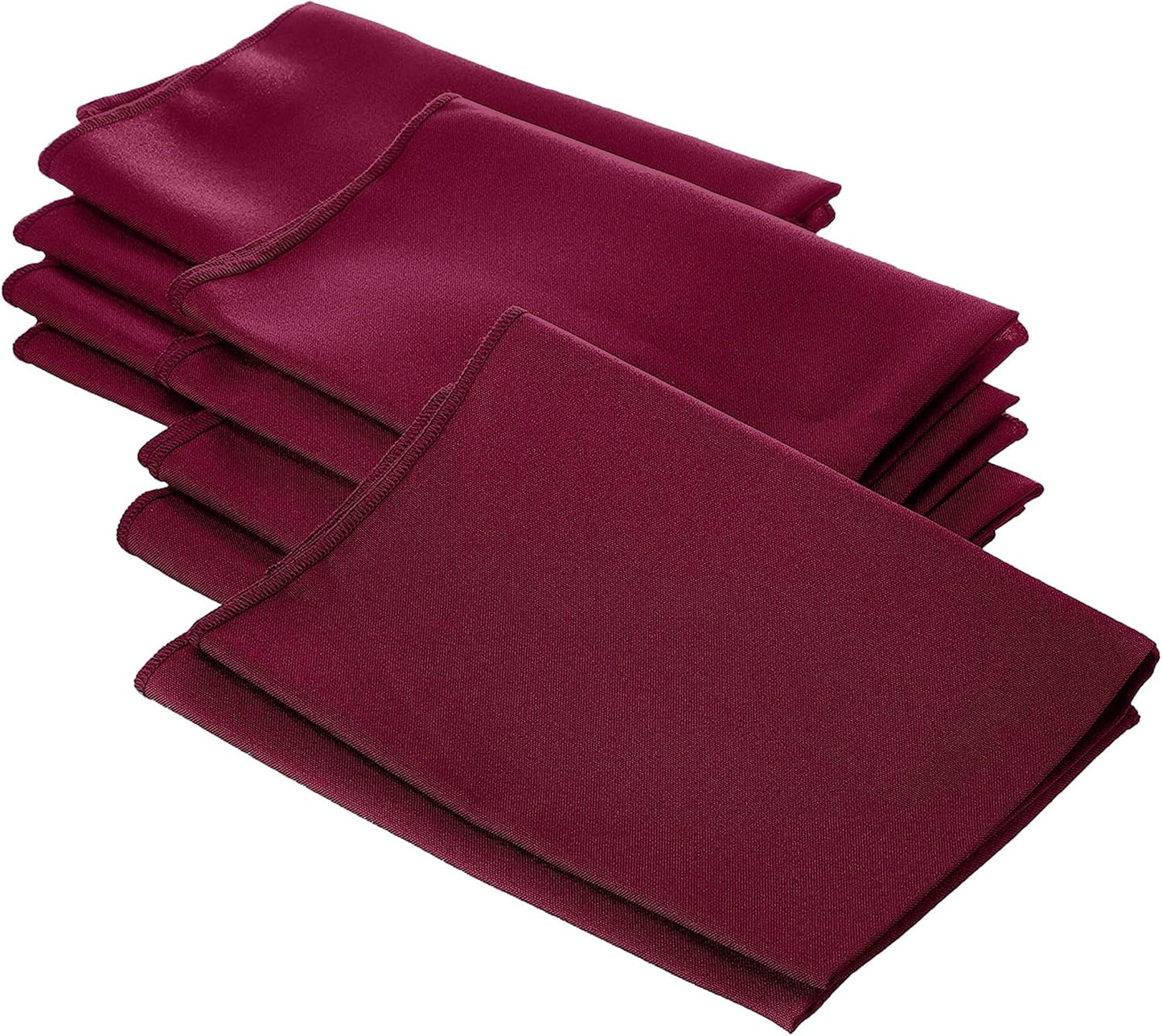 LA Linen 10-Pack Poly Poplin Napkin, Soft Cloth Napkins, Washable Reusable Napkins, Stain and Wrinkle Resistance Table Napkins for Dinner, Wedding, Parties, 18 by 18-Inch, Cranberry