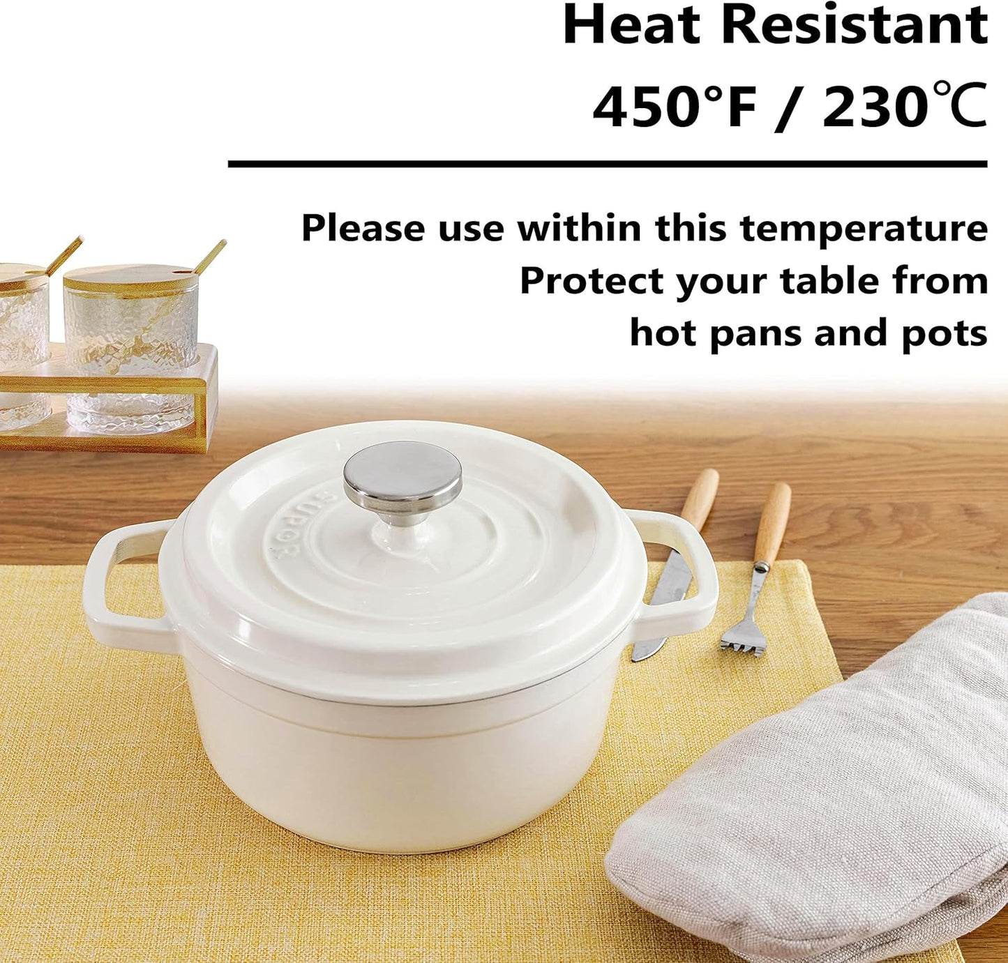 Home Brilliant Dining Placemats Set of 6 Heat Resistant Dining Table Place Mats for Kitchen Table for Placemats Decoration for Dinner Fall Winter Decor, 13 x 19 inches, Yellow
