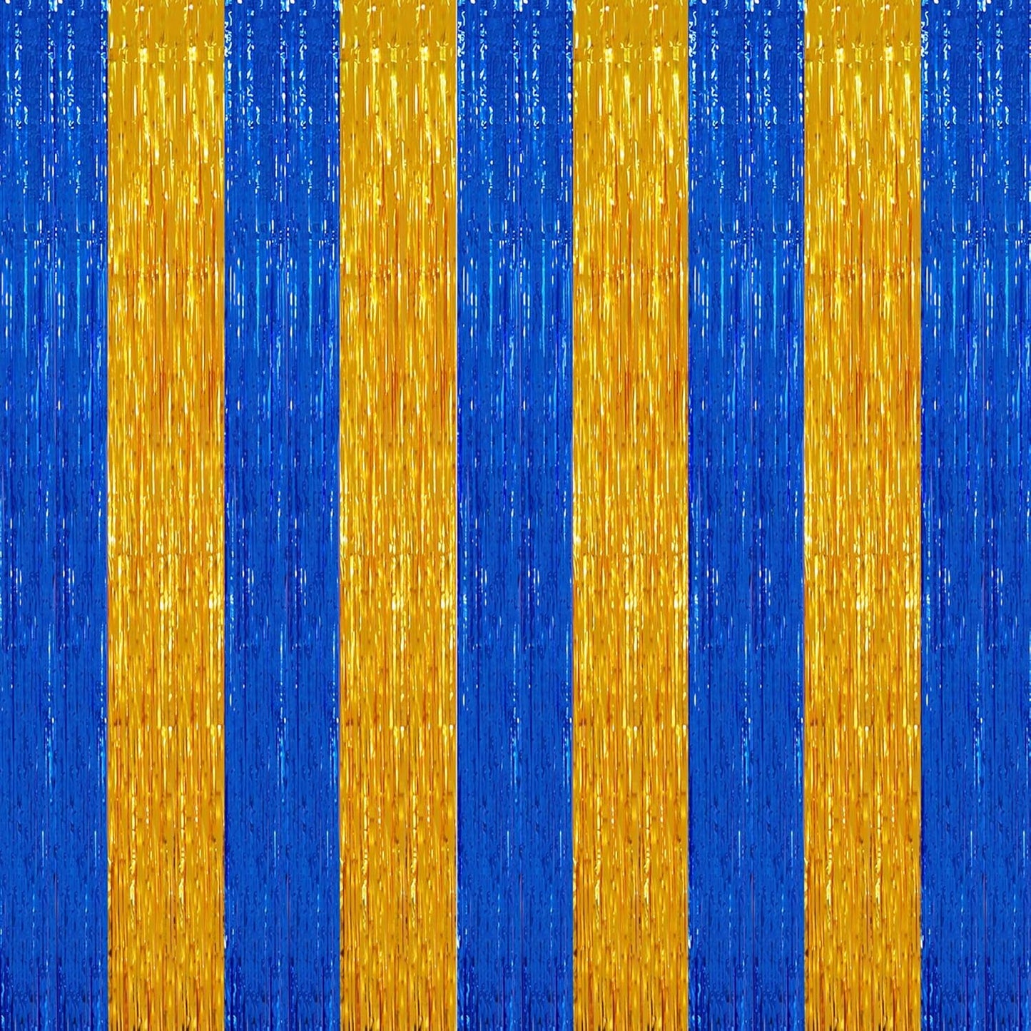 TONIFUL 2Pcs Blue Gold Door Streamers,Green Photo Booth Backdrop,Metallic Streamers Green Foil Fringe Curtains for Birthday,Christmas,New Year,St. Patrick's Day Party Streamers Decor
