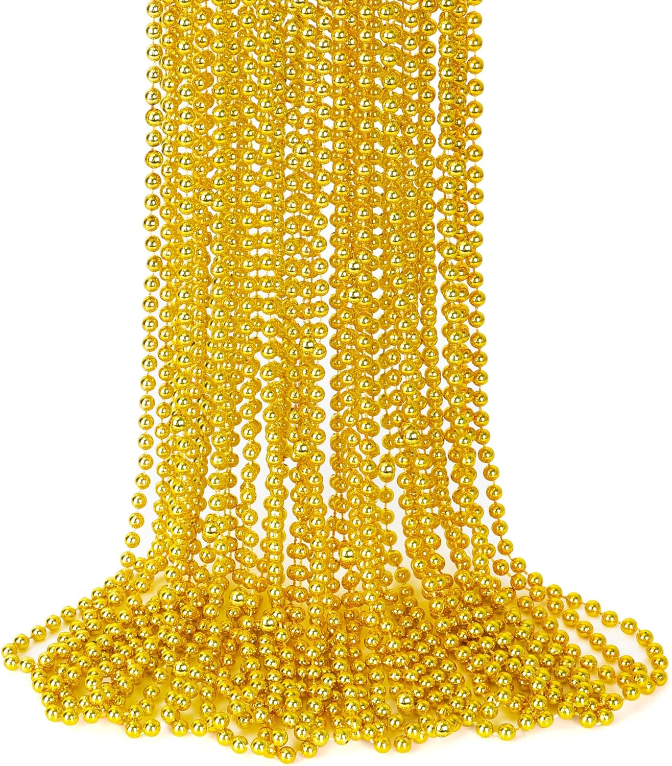 15PCS Mardi Gras Beads, Gold Bead Necklaces Accessories Stuff, 33" Mardi Gras St Patricks Day Necklace Costume, Festival Parade Throw Wedding Birthday Pirate Party School Activity Supplies Decor