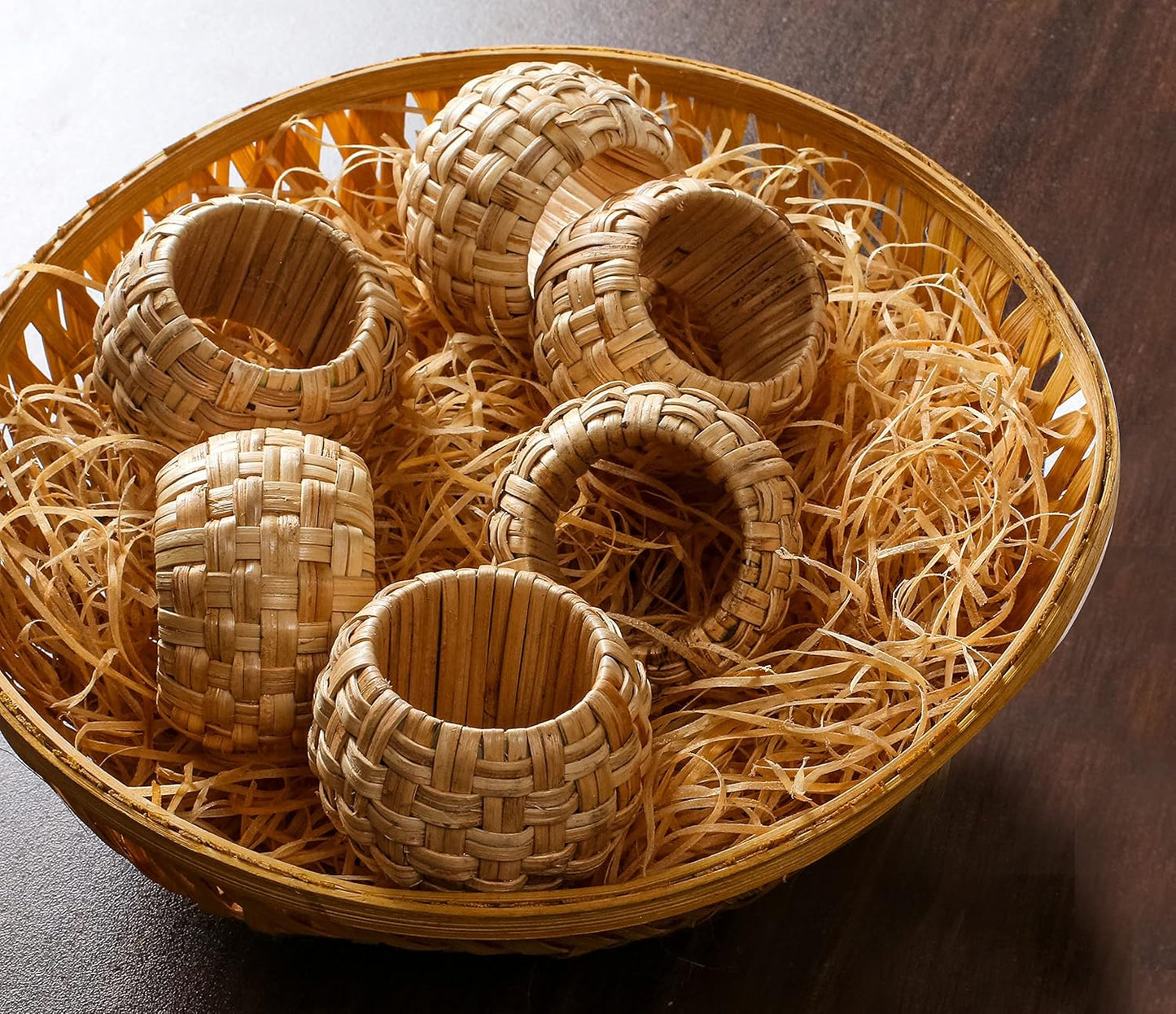 Lightnpro Natural Rattan Decorative Napkin Rings Set of 12, Serviette Napkin Rings Bulk for Party Decoration, Table Top Décor for Dinning Table, Everyday, Christmas, Easter Family Gatherings