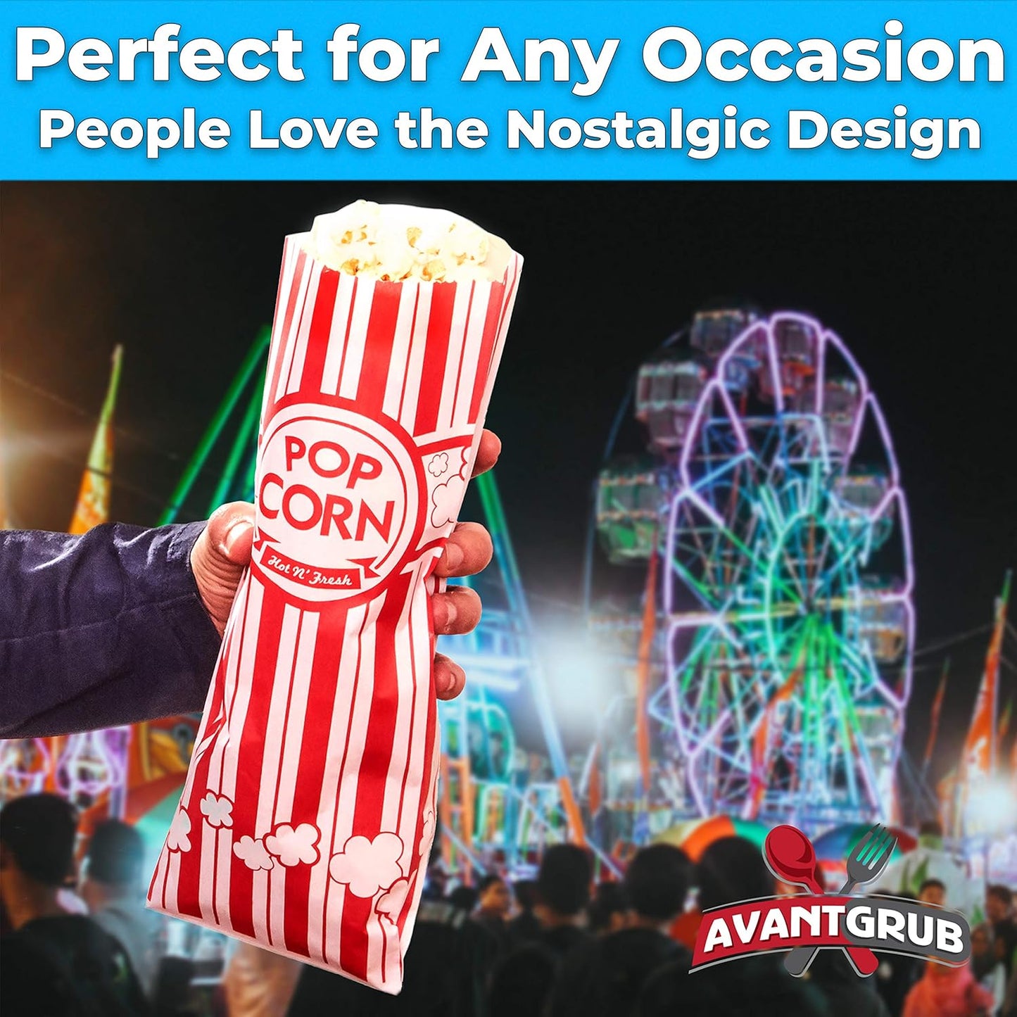 Leak-proof, Grease Resistant Popcorn Bags 25 Pack. Tear Resistant, Single Serving 2oz Paper Sleeves in Nostalgic Red/White Design. Great Movie Theme Party Supplies, Retro Carnivals & Fundraisers