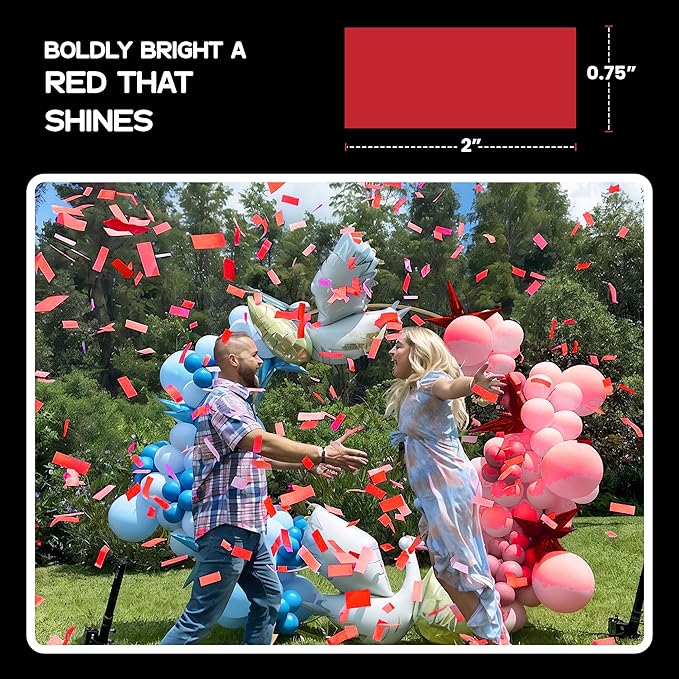 Ultimate Confetti, Red Biodegradable Confetti - Rectangular Fluttering Tissue Paper Confetti for Cannon and Launcher use - Best for Birthday, Wedding, live Events and Table Decoration - 1 lb, 16 oz