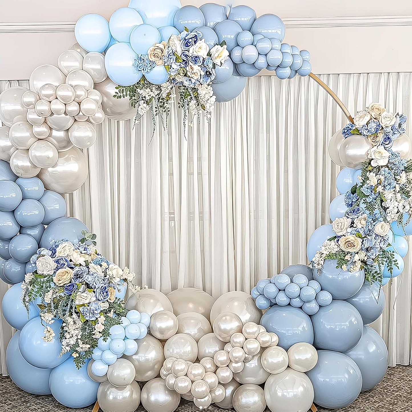 Dusty Blue Balloon Arch Kit Retro Slate Light Pastel Blue Beige Cream Sand White Neutral Party Balloons Garland Kit for Boys Bridal Baby Shower Gender Reveal Birthday Wedding Party Decorations