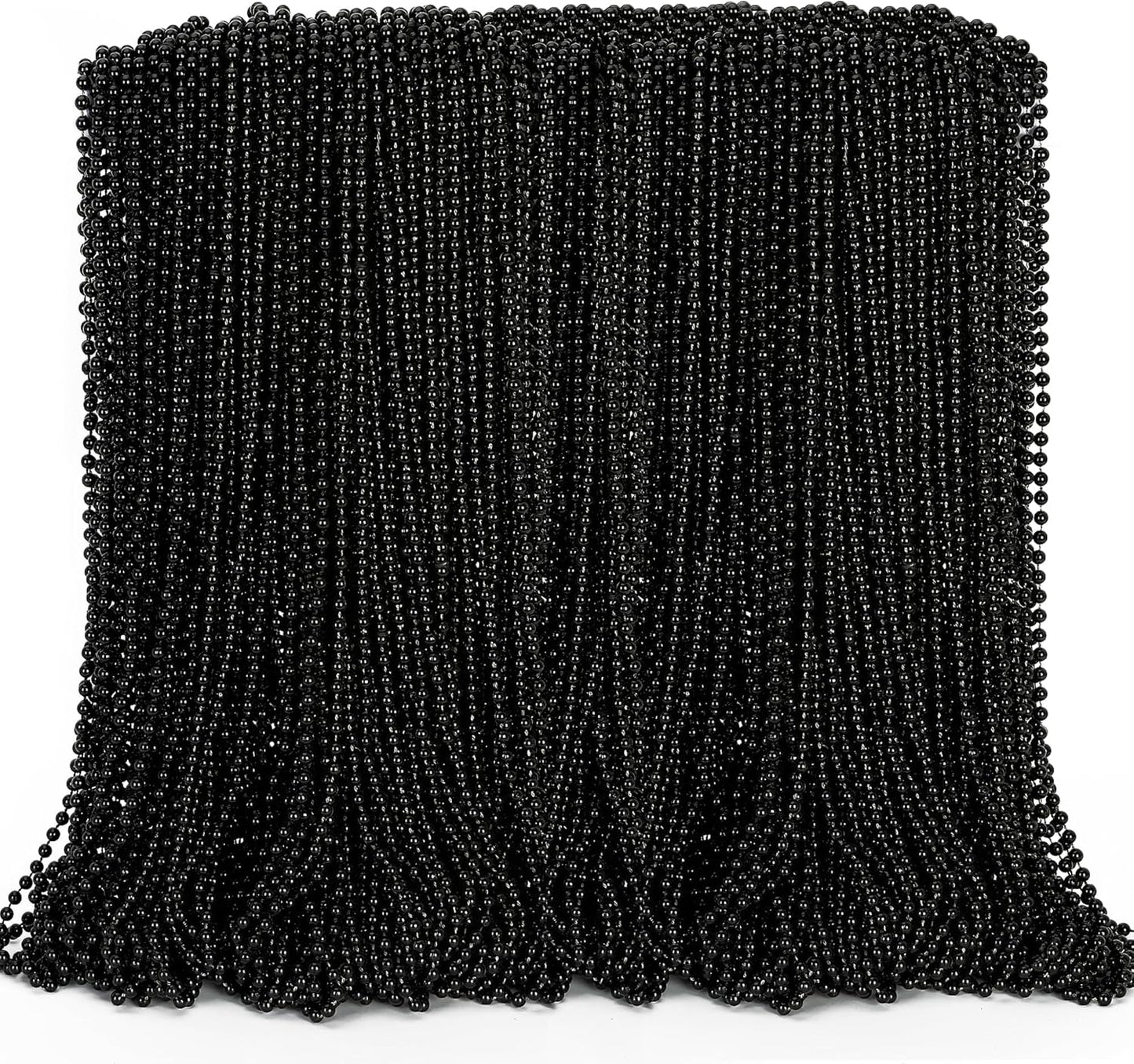 144PCS Bead Necklace, Black Mardi Gras Bead Necklace Party Favors, 33" Metallic Mardi Gras Round Beaded Bulk, Festival Parade Throw Accessories for Mardi Gras Carnival Halloween Party Supplies Decor