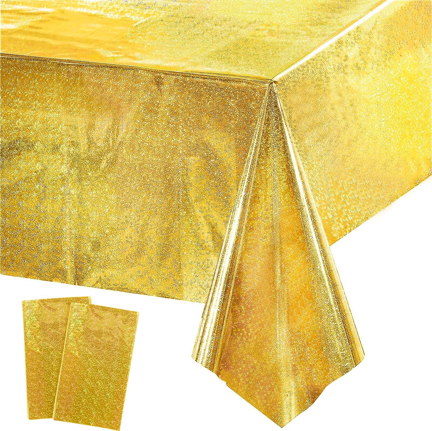 GREATRIL Gold Party Table Covers Disposable Tablecloth for Birthdays Party/2026 NYE/Graduations/Ceremony Decorations Rectangle Tablecover 54'' x 108'' - 2 Packs
