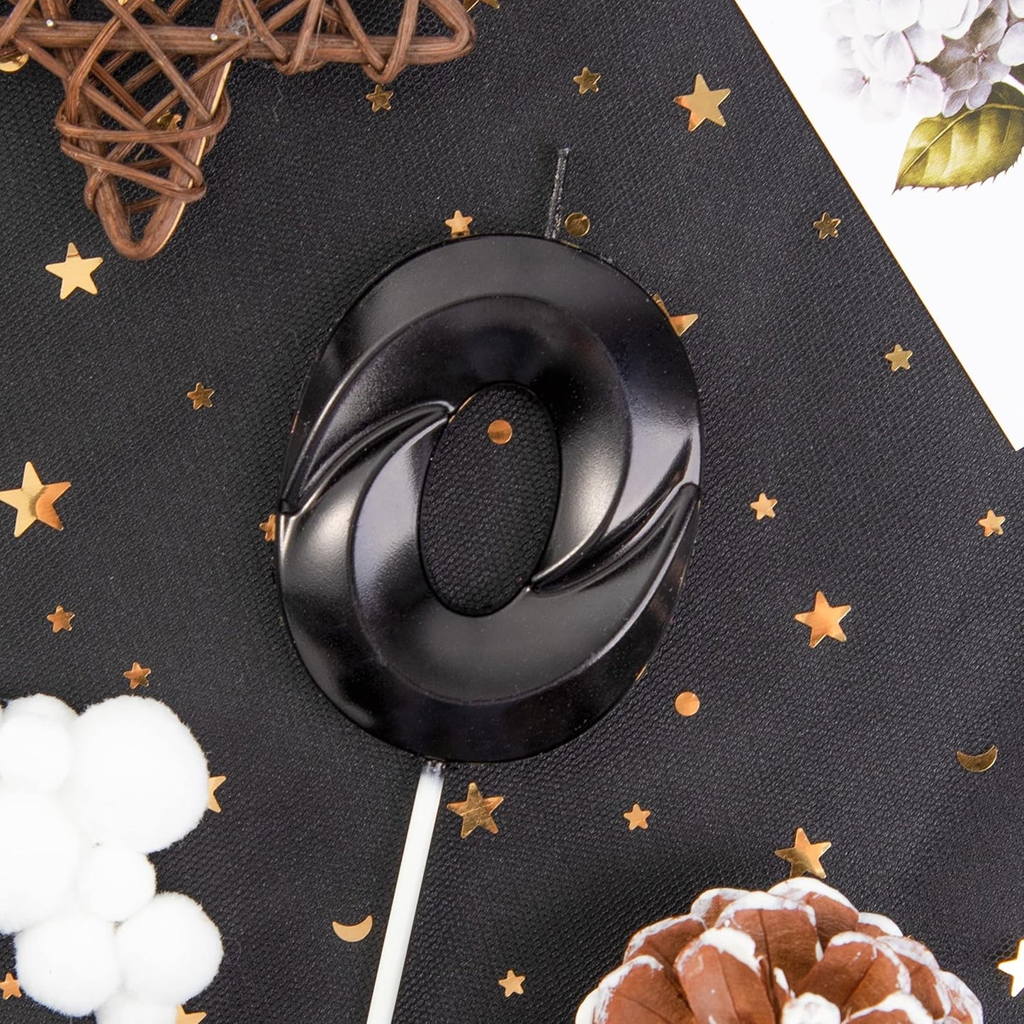 PHD Black Diamond 2.76 Inch 0 Number Birthday Candles for Party Celebration