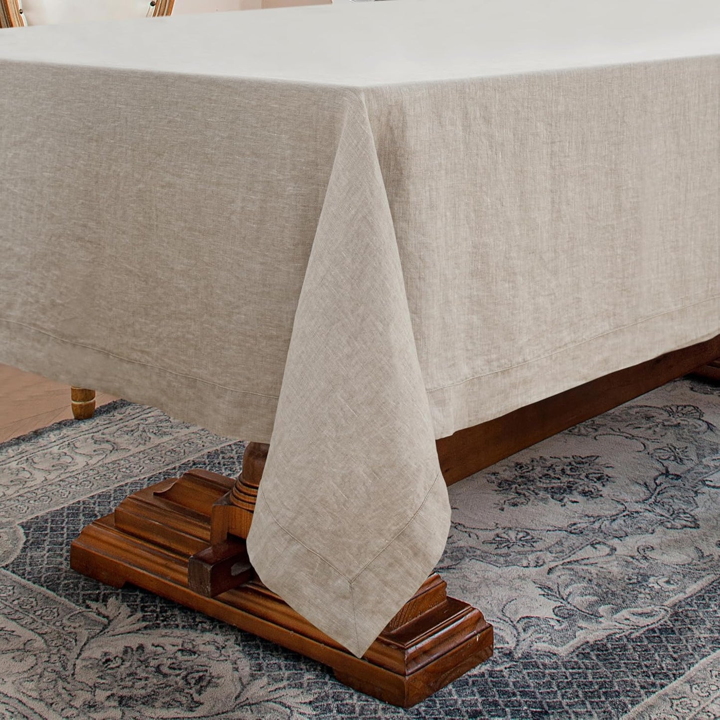 Linen World Linen Tablecloth,100% French Linen Natural Tablecloth 72" x 72" Inch,Washable Square Tablecloth for Dining,Outdoor,Weddings and Restaurants,Decorative Thanksgiving Christmas