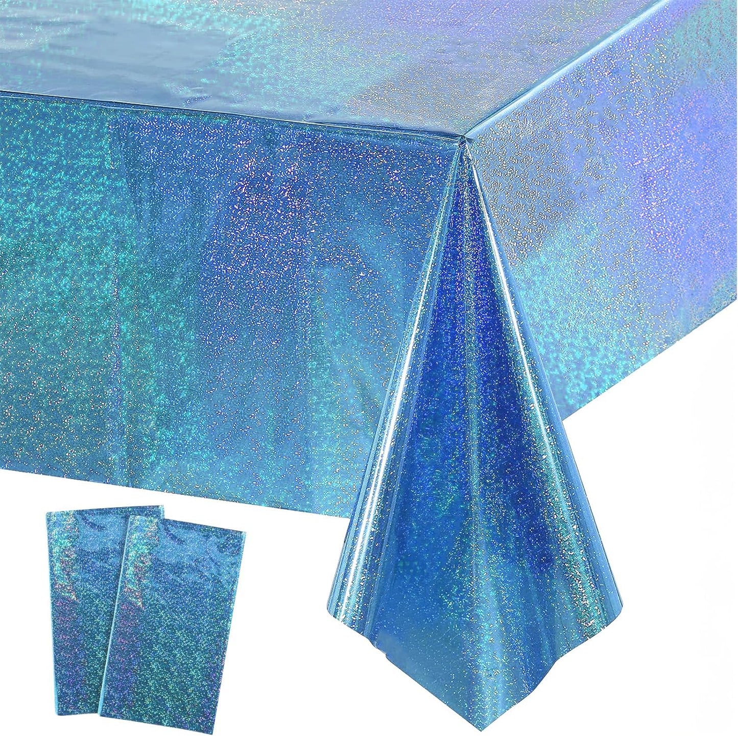 GREATRIL Blue Party Table Cover Decoration Tablecloth for Frozen/Winter onederland/Under Sea/Ocean Theme Party Decorations Rectangle Tablecover with 54'' x 108'' - 2 Packs