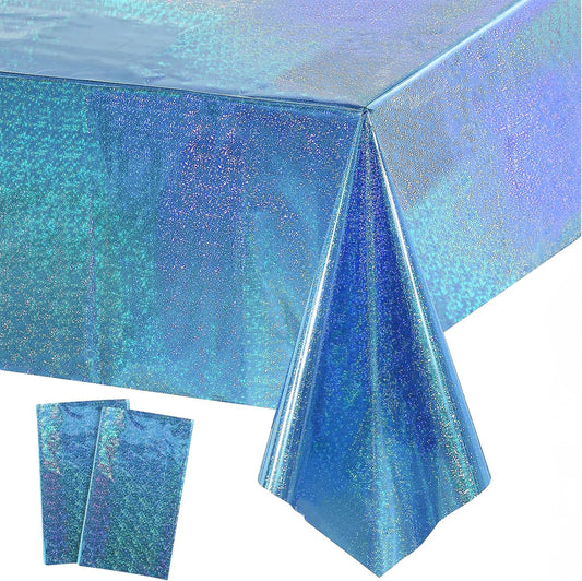 GREATRIL Blue Party Table Cover Decoration Tablecloth for Frozen/Winter onederland/Under Sea/Ocean Theme Party Decorations Rectangle Tablecover with 54'' x 108'' - 2 Packs