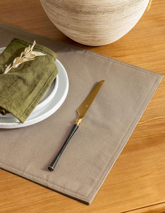Linen Dining Table Placemats Set of 6 Indoor Brown Plate Placement Mats Farmhouse Cloth Place Mats Water Repellent Heat Resistant 12x18 Inch