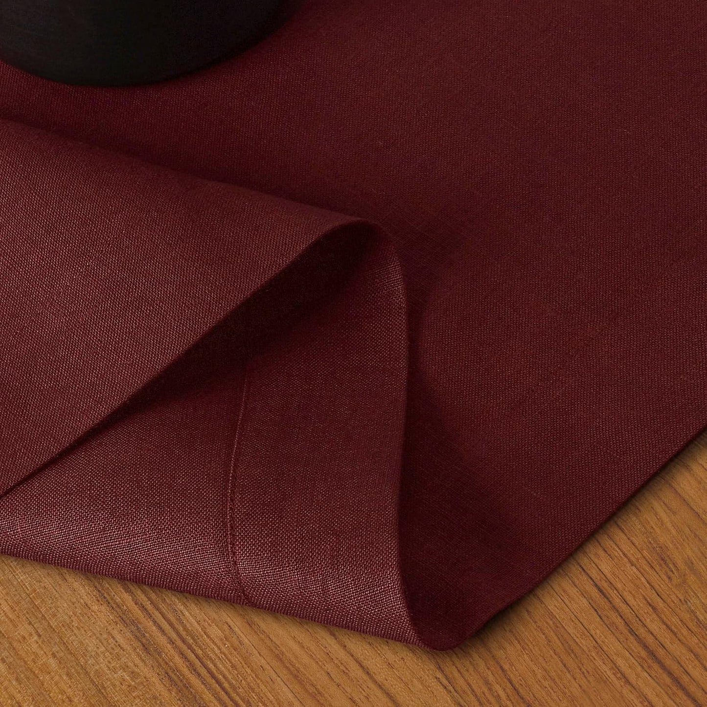 D'Moksha Homes Linen Dark Red Table Runner 108 Inches Long - 100% Pure Linen Dining Table Runner 14 x 108 Inch for Fall, Autumn and Halloween - Machine Washable