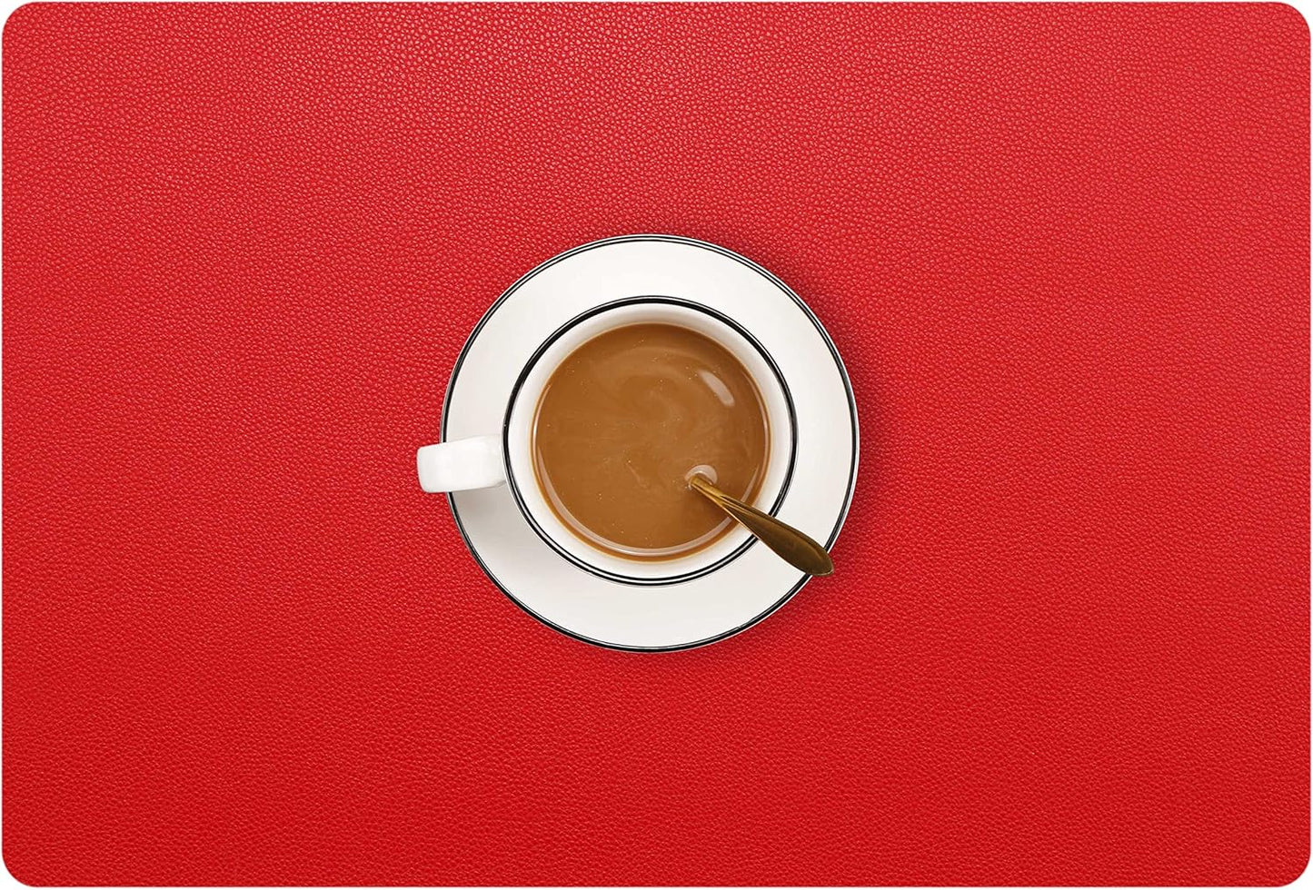 Wipeable Placemats Leather Table Mats Waterproof Heat-Resistant Easy to Clean for Dining Table Set Kitchen Table (2, Red)