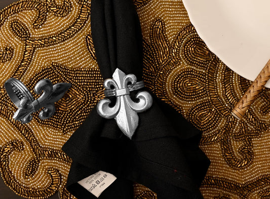 12 Piece Decorative Metal Napkin Rings - Elegant Antique Fleur-de-lis Napkin Rings for Weddings, Gatherings, Tabletop,Décor (Silver)- ALPHA Living HOME