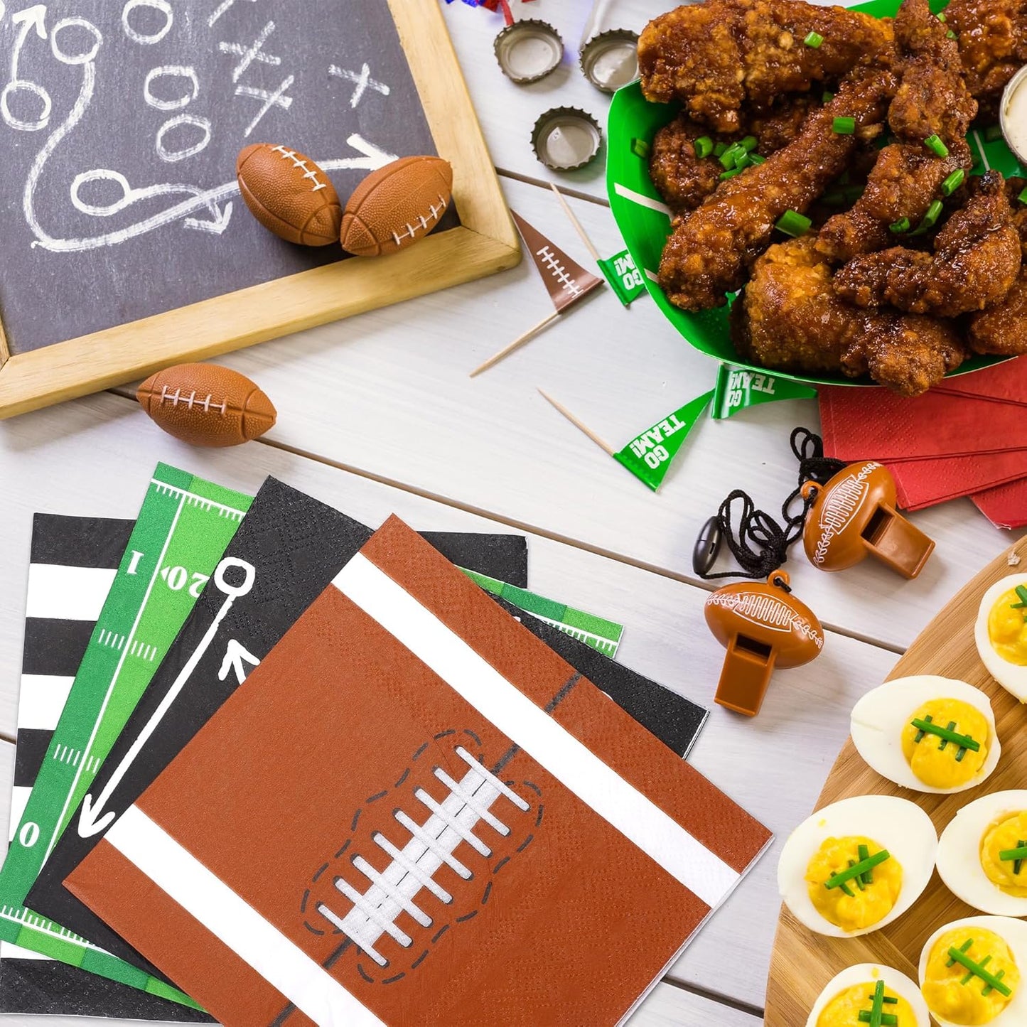 120 Pieces Football Disposable Cocktail Paper Napkins Football Party Decorations 6.5 x 6.5 Inch 3-Ply Football Party Napkins for Football Birthday Party Favors
