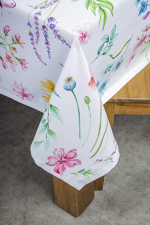 Maison d' Hermine Table Cloth Rectangle Table 100% Cotton 70 x 108 Inches Tablecloth Reusable Decorative for Dining Room Farmhouse Home Valentines Day Decorations Spring Summer - Just Floral