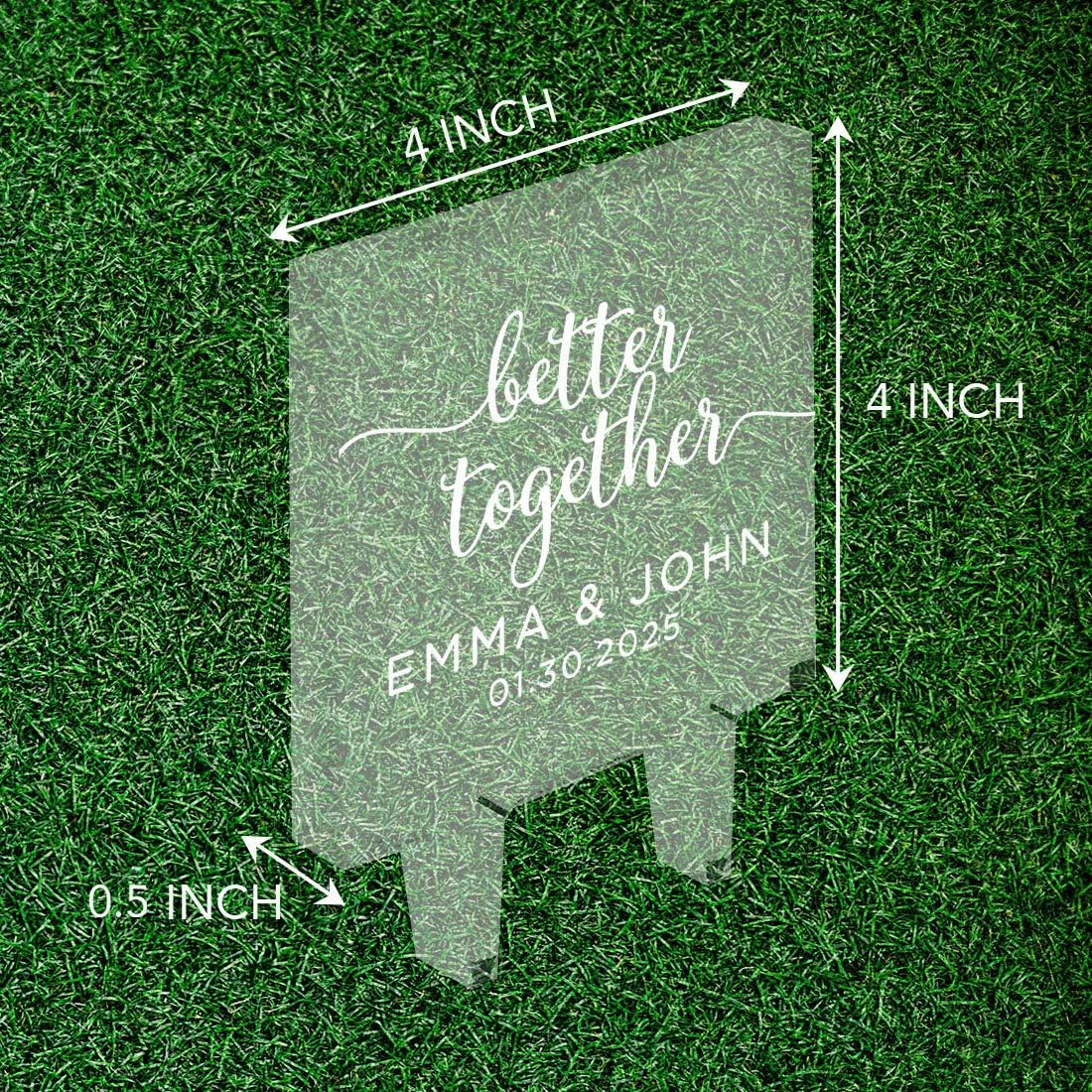 Andaz Press Better Together Modern Custom Wedding Cake Topper, Acrylic Square Personalized Couple Cake Topper